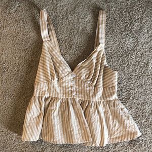 Striped crop top with button detail in front